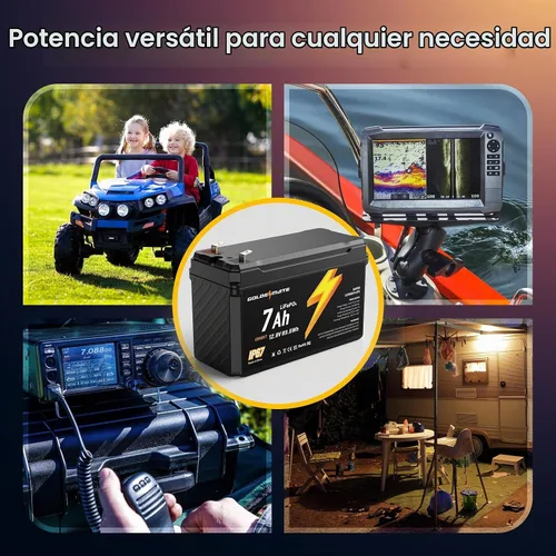 Vista 7 de GOLDENMATE - Batería LiFePO4 de litio de 12 V, 7 Ah, impermeable IP67, ligera