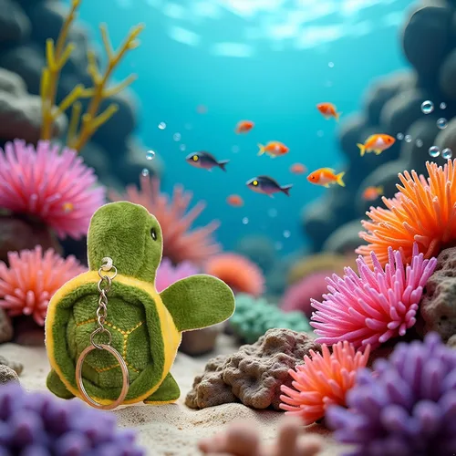 Vista 4 de BWESOO Mini tortuga verde de peluche de animal de peluche lindo tortuga marina llavero colgante de dibujos animados muñeca de peluche para regalo