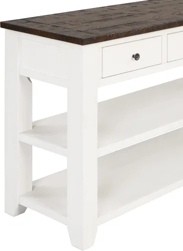 Vista 6 de RuiSiSi Mesa consola de 48 pulgadas con 3 cajones y 2 estantes, mesa de sofá de madera de granja para sala de estar, entrada, pasillo, color blanco