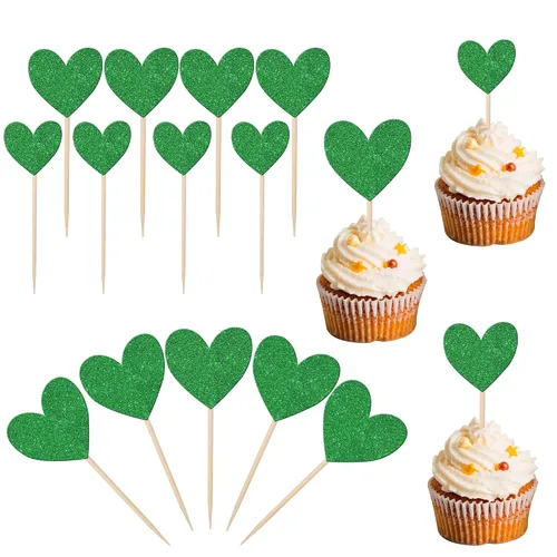 Vista 15 de 30 piezas de decoración para cupcakes con diseño de corazón con purpurina para cupcakes, despedida de soltera, boda, compromiso, decoración de Negro