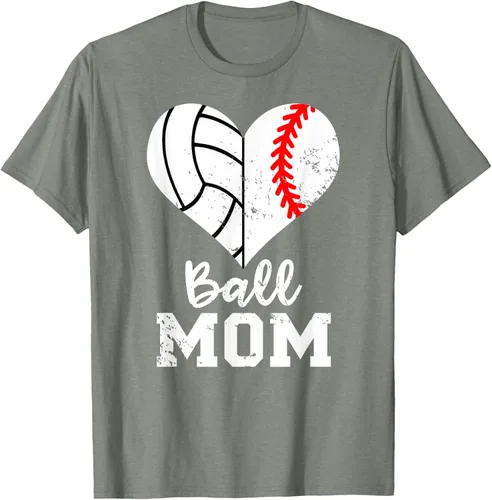 Vista 28 de Ball Mom Heart Funny Baseball Voleibol Mom - Camiseta para mamá, Negro, S