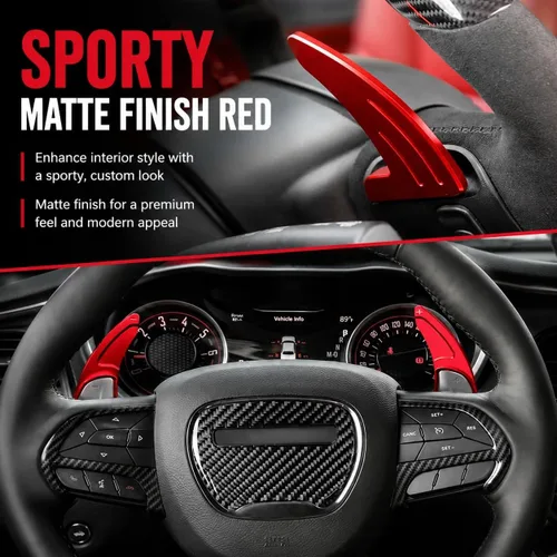 Vista 7 de Extensión de levas de cambio para Dodge Charger, Challenger - Cubiertas de levas de cambio de volante de aluminio billete compatibles con Dodge