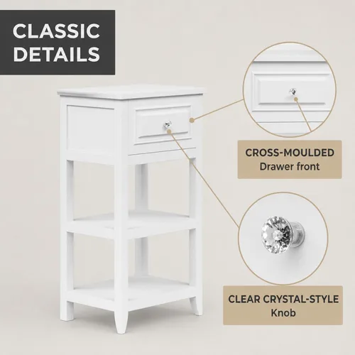 Vista 6 de Elegant Home Fashions Dawson gabinete sobre piso, Madera, Blanco