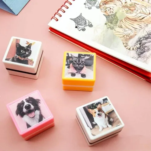 Vista 3 de Sello personalizado para retratos de mascotas, retratos de animales personalizados, sello de retrato de mascotas personalizado, sello de retrato