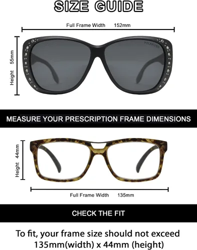 Vista 5 de PZ - Gafas de sol polarizadas para mujer para cubrir sobre gafas graduadas con protección UV