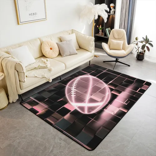 Vista 30 de Erosebridal Tapete de fútbol para interiores de 3 x 5 pulgadas, alfombra de fútbol neón para niños, adolescentes, hombres, brillantes, geométricas