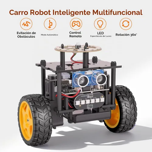 Vista 2 de Kit de coche robot inteligente, robótica para niños de 8 a 12 años Negro
