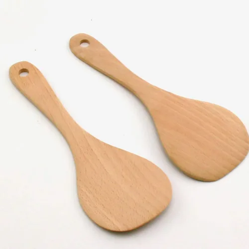 Vista 6 de UPKOCH Juego de espátulas de madera de mango corto de 3 piezas para cocinar cocina en casa