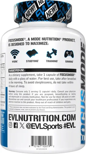 Vista 3 de Evlution Nutrición Energía Mental y Suplemento de Enfoque para Adultos - Suplemento de apoyo cerebral nootrópicos con cafeína L teanina alfa GPC