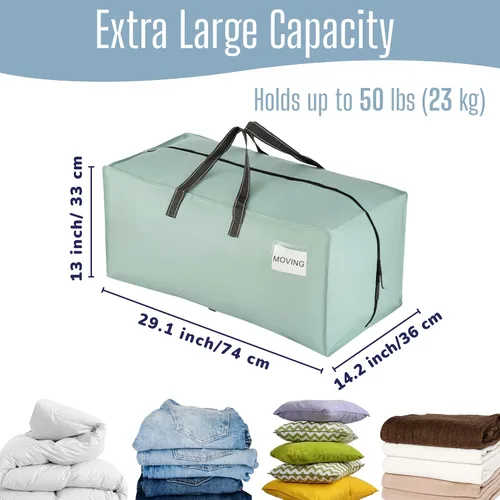 Vista 108 de VENO Paquete de 6 bolsas de mudanza resistentes con correas de mochila, cremalleras y asas, bolsas de embalaje extragrandes para artículos