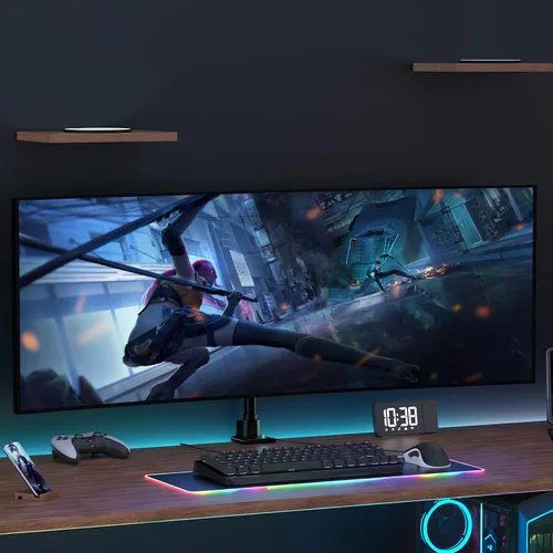 Vista 8 de Bracito para monitor ultra ancho resistente de 24-57'' - Montura de aluminio para monitor individual, soporta hasta 59.4 libras, soporte de Negro