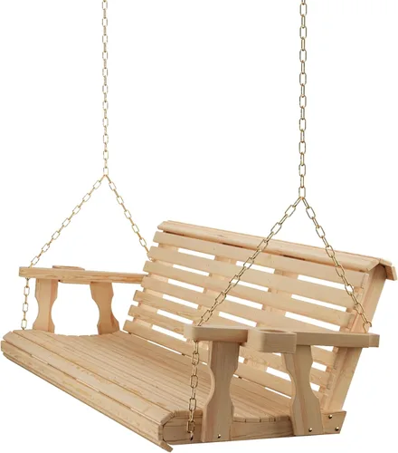 Vista 27 de Columpio Amish resistente para terraza (800 lb) con cadenas para colgar y posavasos Tinte negro semisólido