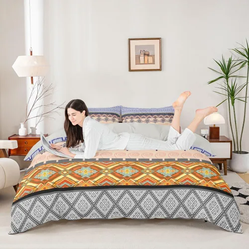 Vista 21 de Juego de funda de edredón geométrica negra Twin XL, juego de ropa de cama a rayas negras y blancas, moderno, suave, de lujo, de microfibra