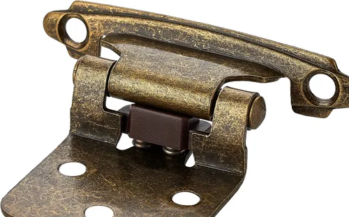 Vista 6 de Ravinte Bisagras de bronce antiguo para gabinete, superposición de 1/2 pulgada, paquete de 10 (5 pares)