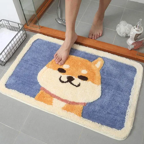 Vista 6 de Ankah Dog Series - Alfombra de baño de la colección de animales Shiba y Corgi, felpa suave y peluda, antideslizante, altamente absorbente, lavable a