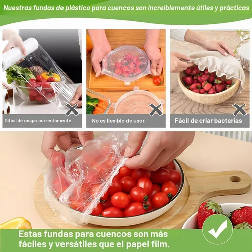 Vista 3 de 70 piezas de tapas para cuencos, 5 tamaños de cubiertas de plástico para alimentos con elástico, tapas de colores para cuencos reutilizables