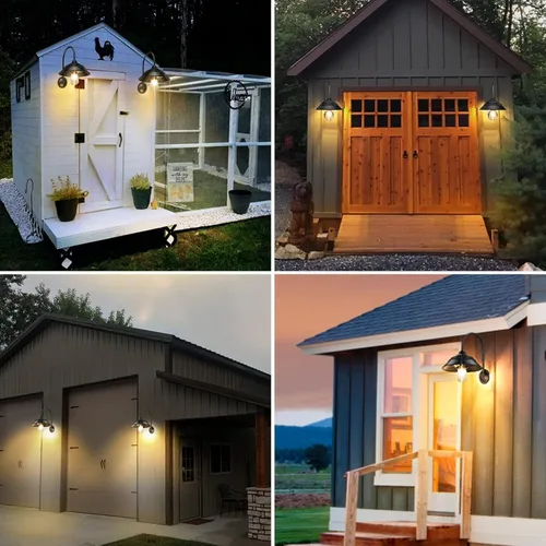 Vista 3 de Luz solar para granero, luz solar de pared para exteriores con 3 modos de iluminación y sensor de movimiento, luz impermeable estilo granja