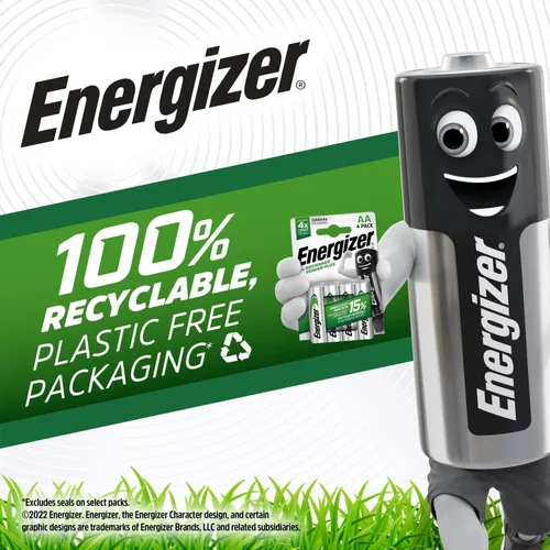 Vista 7 de 4 baterías recargables Energizer AccuRecharge Power Plus AAA 700mAh AAA HR3 NiMH
