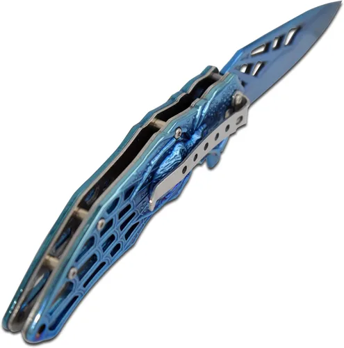 Vista 5 de Snake Eye Tactical Cuchillo de bolsillo plegable Mango de diseño de hoja resistente (azul)