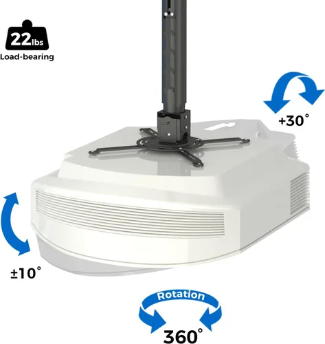 Vista 5 de Soporte para proyector, altura ajustable de 55 a 79 pulgadas, soporte de techo universal de movimiento completo, peso máximo de 22 libras y brazos