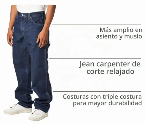 Vista 4 de Dickies pantalones de jean de ajuste holgado estilo carpintero para hombre