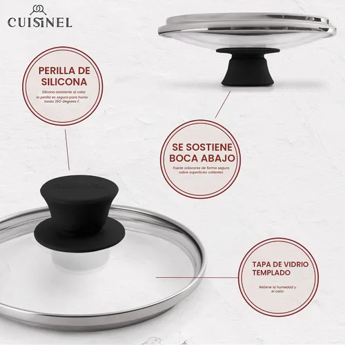 Vista 3 de Cuisinel Tapa de cristal – 6 pulgadas – Compatible con Lodge – Funda de repuesto templada totalmente montada – Apto para horno para sartenes – Para