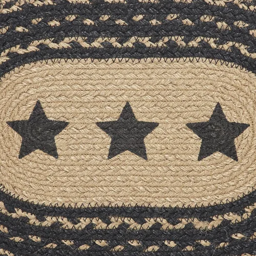 Vista 6 de VHC Brands Farmhouse Star - Mantel individual para mesa de comedor, yute trenzado, ovalado, negro tostado, 10 x 16 pulgadas
