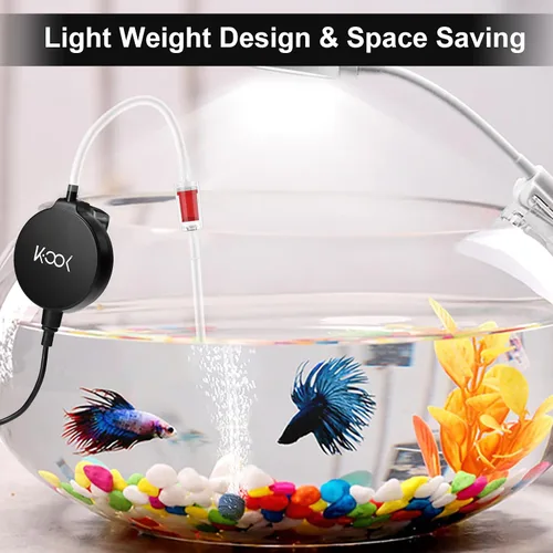 Vista 2 de GuDoQi Bomba de aire para acuario, mini bomba de oxígeno ultra silenciosa de 1 vatio, potente kit aireador de aire para peceras de 1 a 15 galones