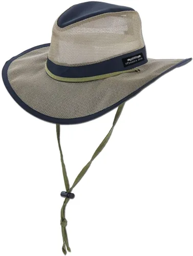 Vista 9 de Sombrero de Sol Safari de Corona de Malla para Hombres, Ala de 3 pulgadas, Cordón Ajustable para la Barbilla, Protección Solar UPF (SPF) 50+ Carbón