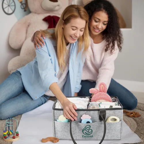 Vista 5 de Organizador de pañales: organizador portátil de bebé para cosas de bebé, artículos esenciales para recién nacidos, organizador con asa, regalos