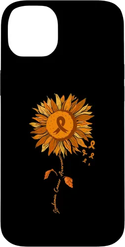 Vista 15 de Funda para iPhone 17 con cinta naranja y girasol de conciencia sobre la leucemia