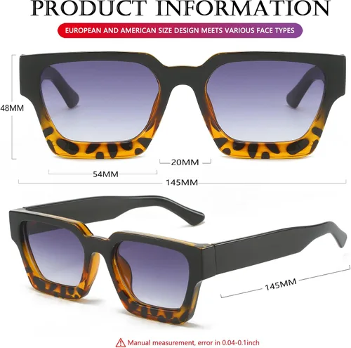 Vista 58 de AIEYEZO Gafas de sol cuadradas para mujeres y hombres, gafas de sol cuadradas con montura gruesa, estilo de diseñador simple