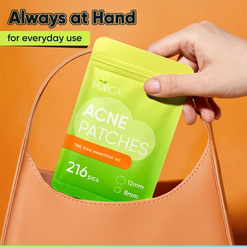 Vista 4 de Parches de espinillas para cara con aceite de árbol de té, 216 piezas. Parches hidrocoloides para espinillas para acné. Parches de imperfecciones
