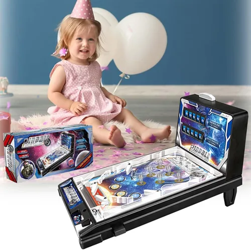 Vista 4 de Pinball Machine Retro Arcade Machine Mini juego de arcade de mesa electrónico Super Marble Game con luces anotadoras música