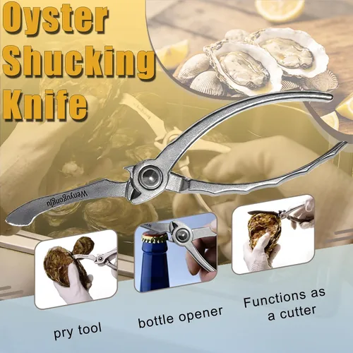 Vista 5 de Cuchillo de acero inoxidable para abrir ostras, cortador de ostras, abridor de mariscos para cocina, herramienta de mariscos, kit de abridor