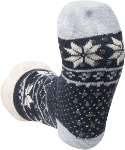 Vista 3 de DG Hill - Calcetines de punto grueso con forro polar Sherpa para mujer, paquete de 2 unidades, con agarres
