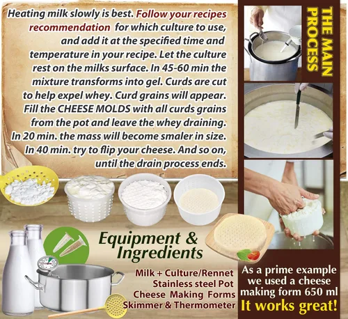 Vista 6 de PetriStor - Kit de 16 piezas de queso suave para principiantes - Moldes de queso pequeños - Moldes de queso crema para hacer queso - Molde