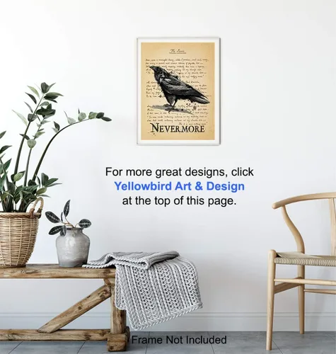 Vista 5 de The Raven – Nevermore – Regalos de Edgar Allan Poe – Decoración gótica para la habitación – Decoración gótica para el hogar – Poesía espeluznante