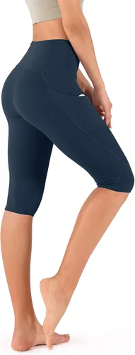 Vista 3 de ODODOS - Leggings capri de cintura alta, con bolsillos, control de abdomen, para mujer, no se transparentan, para yoga, entrenamiento, deportes