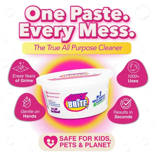 Vista 2 de Quick 'n Brite Pasta de limpieza multiusos, verdadero limpiador multiusos, concentrado, 12 onzas