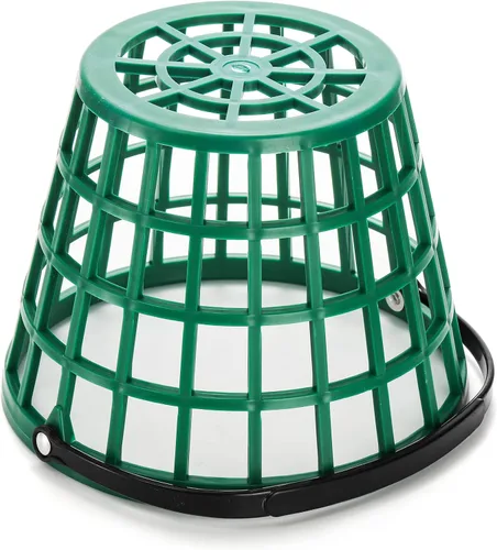 Vista 4 de Bekith Paquete de 2 cestas de plástico para pelotas de golf, cubo de pelota de golf con asa, capacidad para 40-50 bolas, color verde