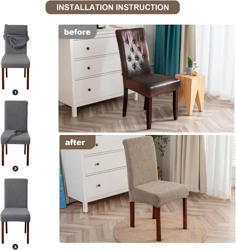 Vista 68 de Fundas impermeables para sillas de comedor, fundas elásticas para sillas Parsons, para comedor, cocina, funda protectora para silla de comedor