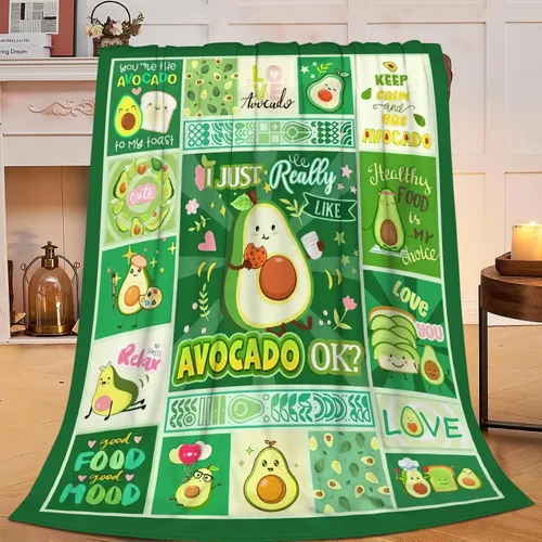 Vista 3 de SweetFox Manta de aguacate, divertida y bonita manta de decoración de aguacate, regalos para niñas y niños amantes, súper cálida, suave, ligera