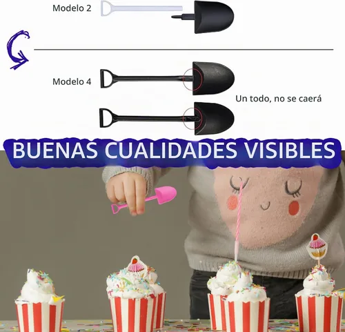 Vista 2 de OaaXbbECco Cucharas de postre plásticas desechables lindas de la forma de la pala de la novedad