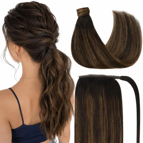 Vista 19 de Ve Sunny - Extensiones de cabello humano lacio con clip, color negro azabache, preestilizadas, listas para usar, 18 pulgadas, 2.82 oz