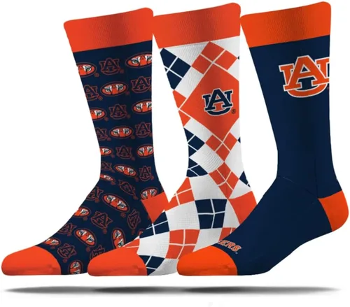 Vista 5 de Strideline Calcetines de vestir NCAA para hombre - The Executive paquete de 3 - Talla única para la mayoría Blue and Orange