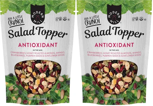Vista 13 de Modern Mill Complemento para Ensalada Antioxidante de Gourmet Nut - Mezcla de Frutos Secos (Almendras), Arándanos Secos y Azucenas, Semillas