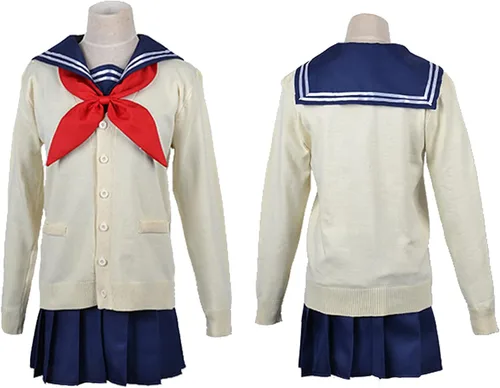 Vista 2 de Disfraz de cosplay de anime My Hero Academia Himiko Toga JK para niñas de la escuela, marinero, uniforme de marinero, trajes de marinero con suéteres