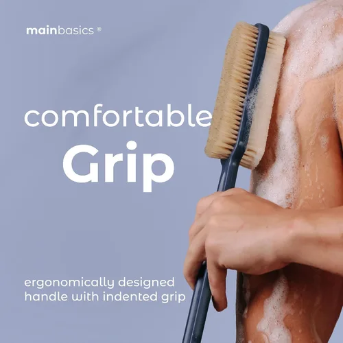 Vista 7 de MainBasics Cepillo Exfoliante para Ducha – Cepillo de Mango Largo de Doble Cara para Lavado Corporal y Frotación con Cerdas Exfoliantes y Suaves