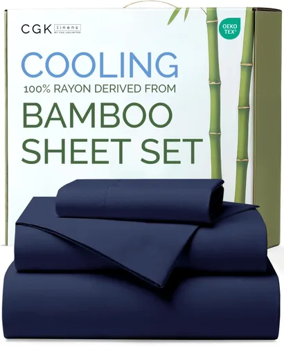 Vista 26 de Sábanas de bambú 100% rayón derivado de bambú, tamaño individual, sábanas refrescantes para individuales. Ropa de cama ultra suave, transpirable